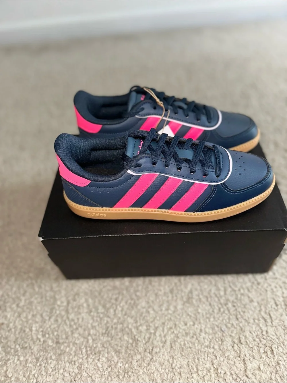 adidas Kids Navy Blue Pink Gum Sole Sneakers